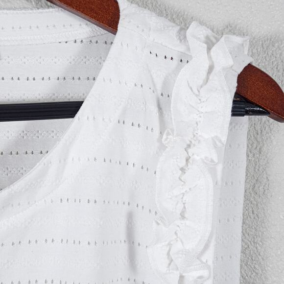 Tommy Hilfiger Tank Top White Eyelet Ruffle Size XL Coastal Preppy - Picture 4 of 9